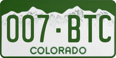 CO license plate 007BTC