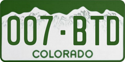 CO license plate 007BTD