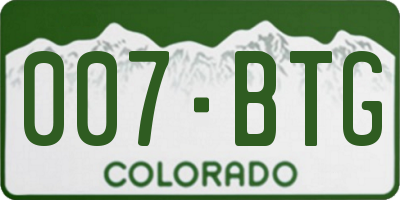 CO license plate 007BTG