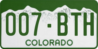 CO license plate 007BTH