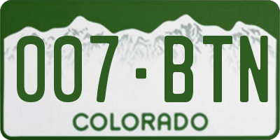 CO license plate 007BTN