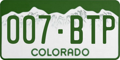 CO license plate 007BTP