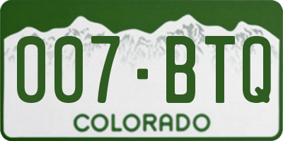 CO license plate 007BTQ