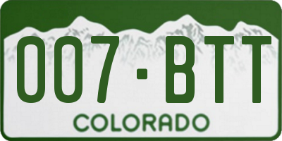 CO license plate 007BTT