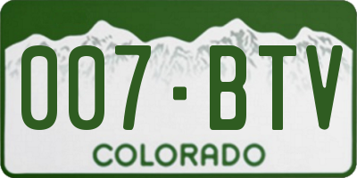 CO license plate 007BTV