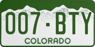 CO license plate 007BTY