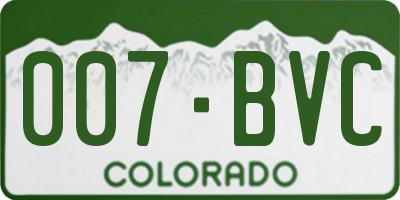 CO license plate 007BVC