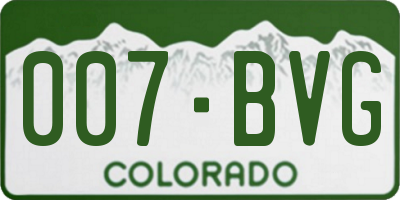 CO license plate 007BVG