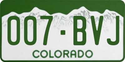 CO license plate 007BVJ