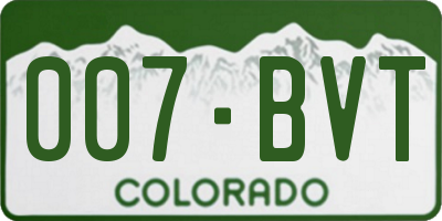 CO license plate 007BVT