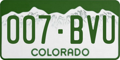 CO license plate 007BVU