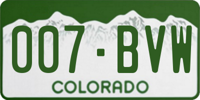 CO license plate 007BVW