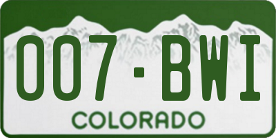CO license plate 007BWI