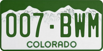 CO license plate 007BWM
