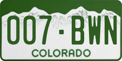 CO license plate 007BWN