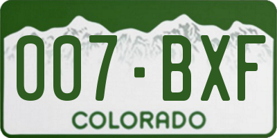 CO license plate 007BXF