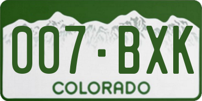 CO license plate 007BXK