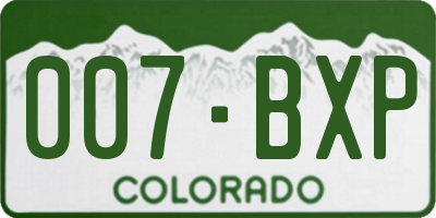 CO license plate 007BXP