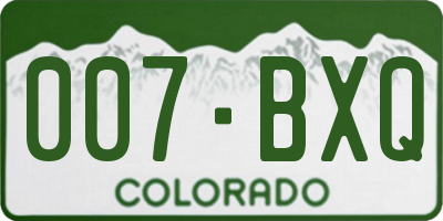 CO license plate 007BXQ