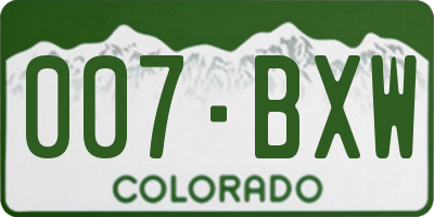 CO license plate 007BXW