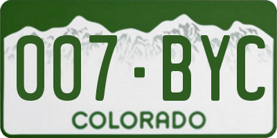 CO license plate 007BYC
