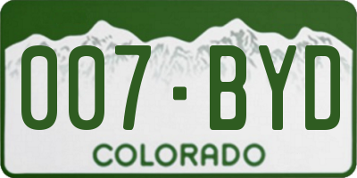 CO license plate 007BYD