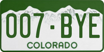 CO license plate 007BYE