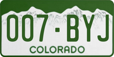 CO license plate 007BYJ