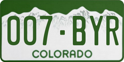 CO license plate 007BYR