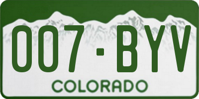 CO license plate 007BYV