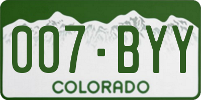 CO license plate 007BYY