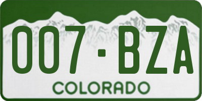 CO license plate 007BZA