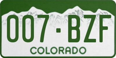 CO license plate 007BZF
