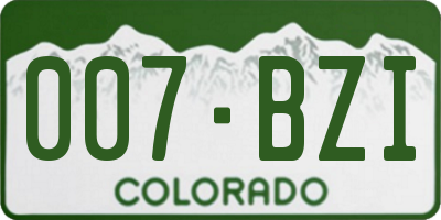 CO license plate 007BZI