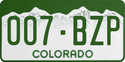 CO license plate 007BZP