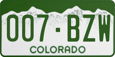 CO license plate 007BZW