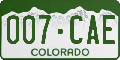 CO license plate 007CAE