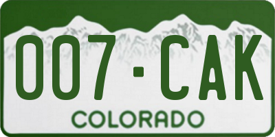 CO license plate 007CAK
