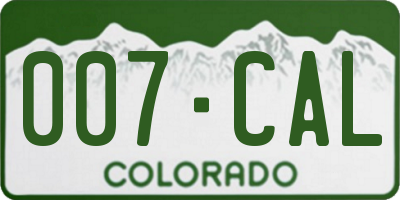 CO license plate 007CAL