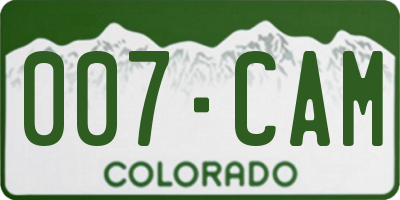 CO license plate 007CAM