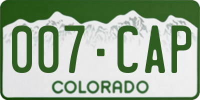 CO license plate 007CAP