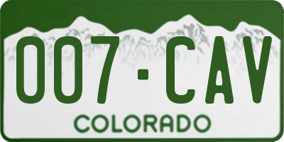 CO license plate 007CAV