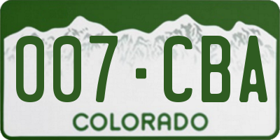 CO license plate 007CBA
