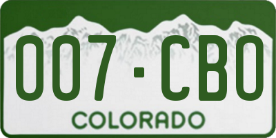 CO license plate 007CBO