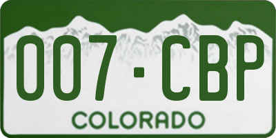 CO license plate 007CBP