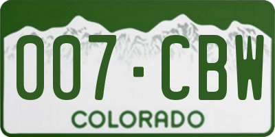 CO license plate 007CBW