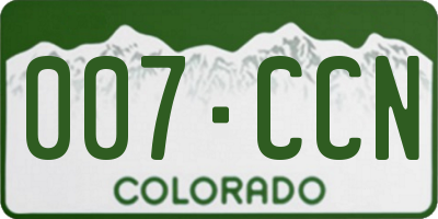 CO license plate 007CCN