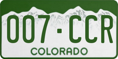 CO license plate 007CCR