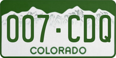 CO license plate 007CDQ