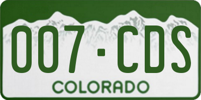 CO license plate 007CDS